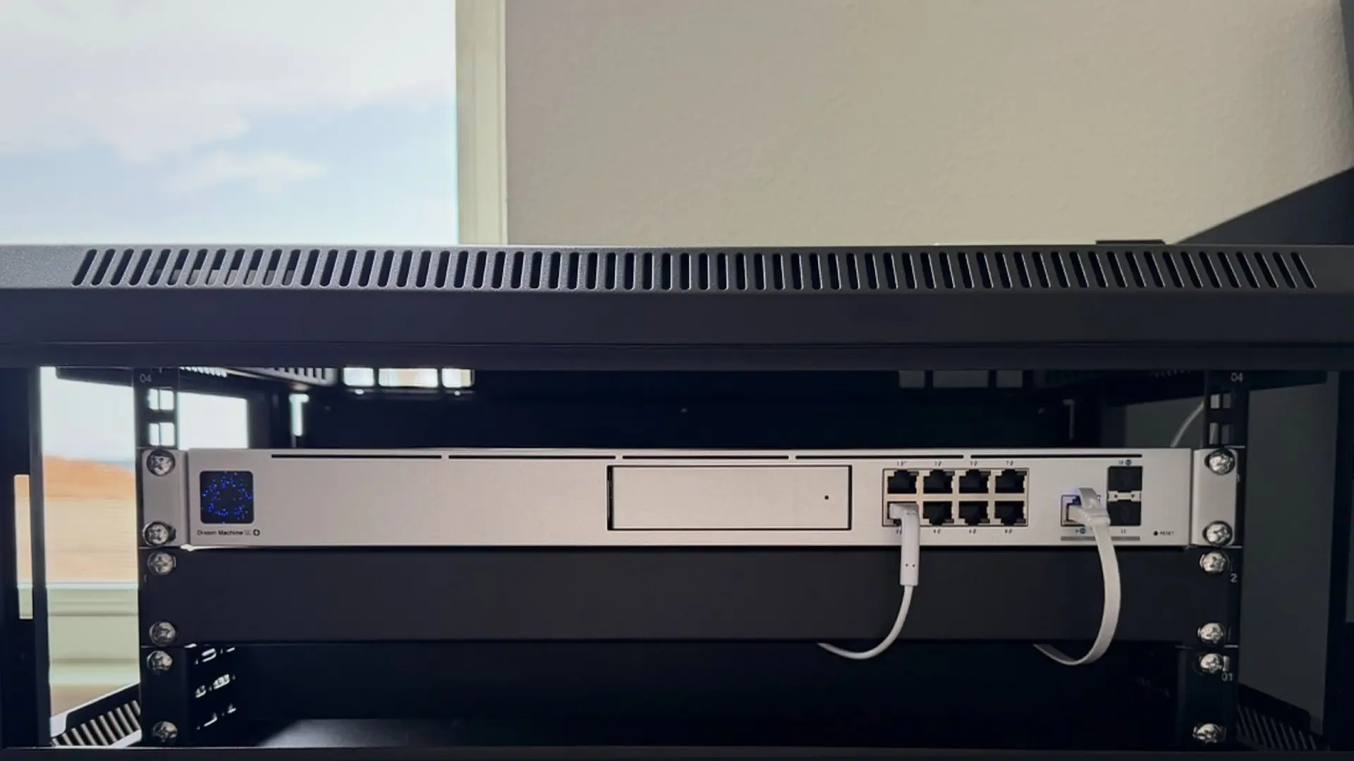 Installed network equipment in a professional rack